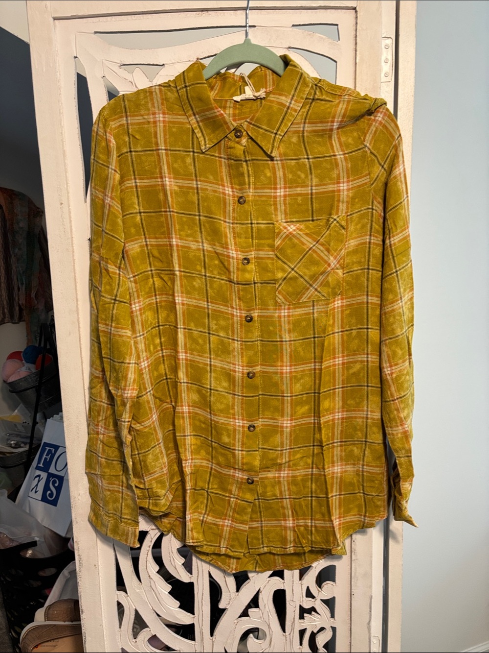 Olive Plaid Button-Up Shirt